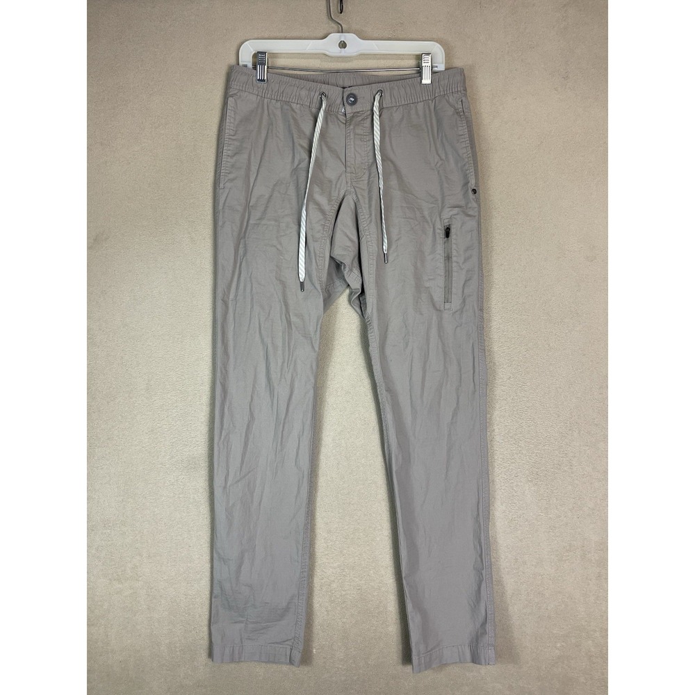 Vuori Pants Mens M Gray Ripstop Cargo Slim‎ Fit Drawstring Waist Straight Leg